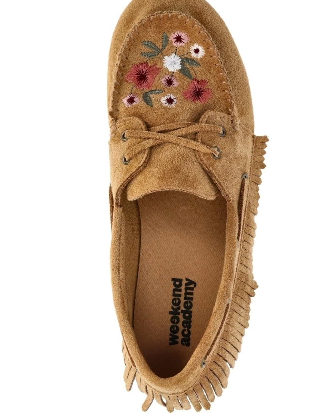 Weekend Academy Girls Embroidered Floral Moccasin Shoes.    7 - Picture 4 of 5
